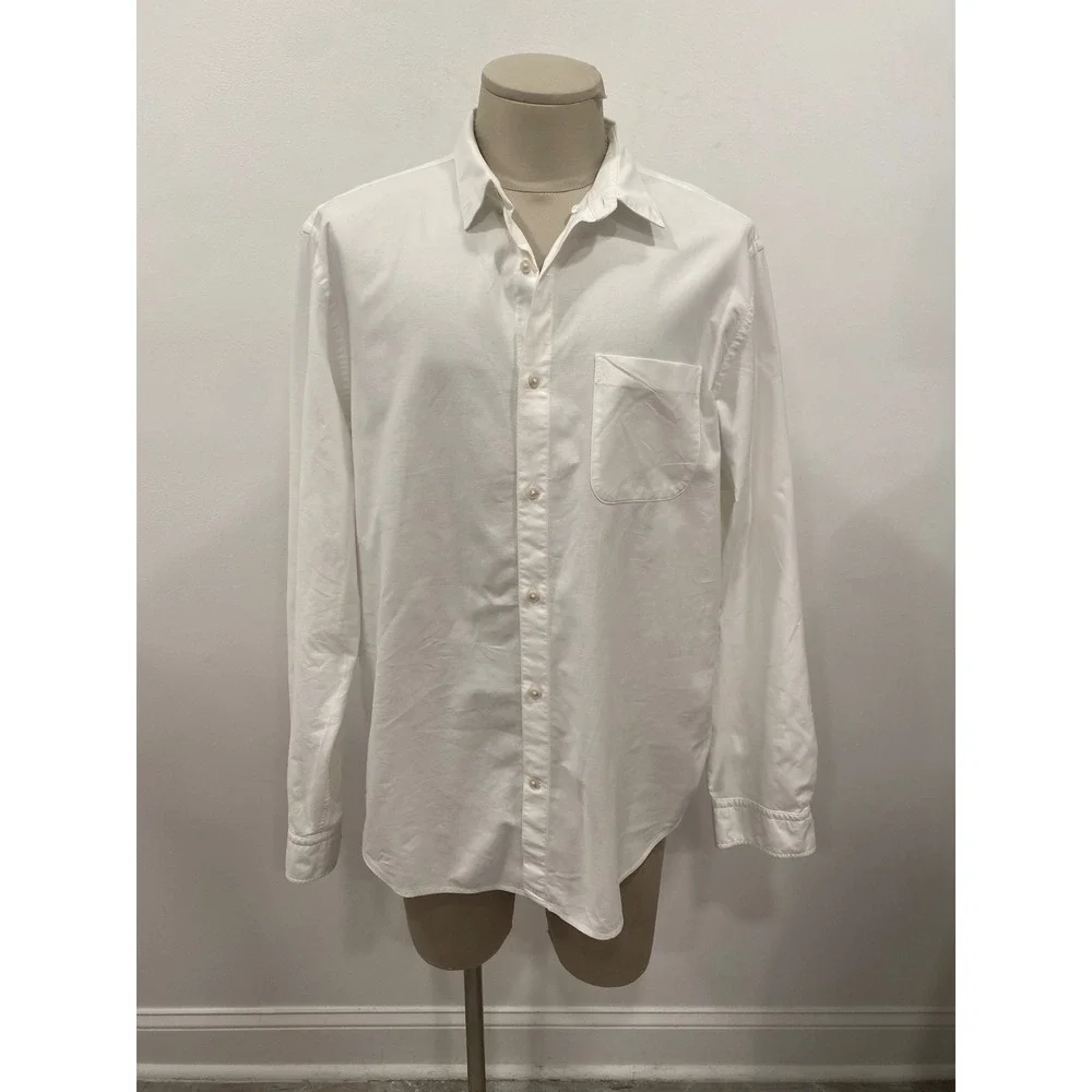 Banana Republic Button Down Shirt Mens XL White Grant Fit Stretch Oxford Cotton